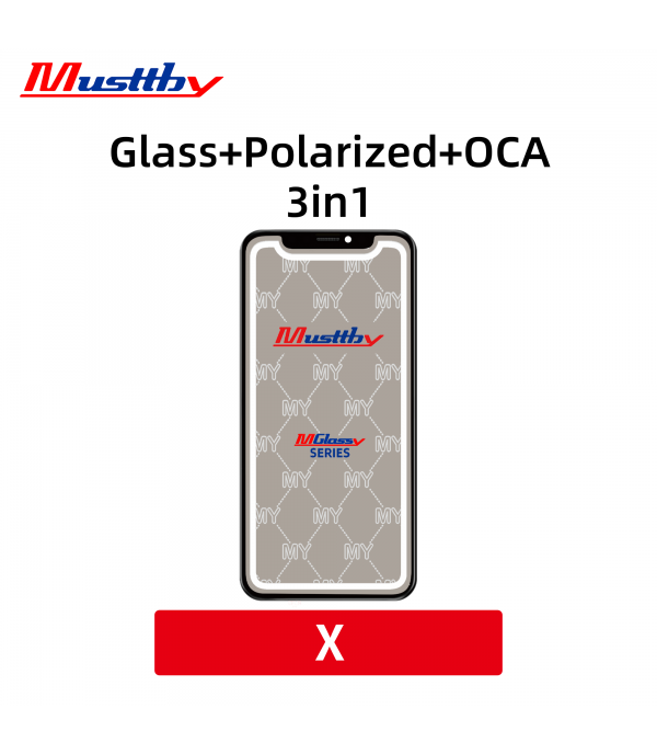 Стекло для переклейки iPhone  X/XS + OCA + Polarized film Musttby MyGlass 1:1
