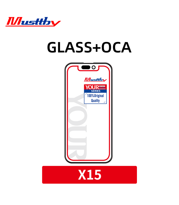 Стекло для переклейки iPhone 15 + OCA Musttby YourGlass Original