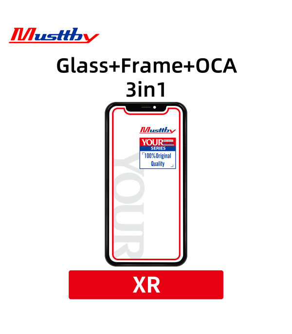 Стекло c рамкой для переклейки iPhone  XR + OCA Musttby YourGlass Original