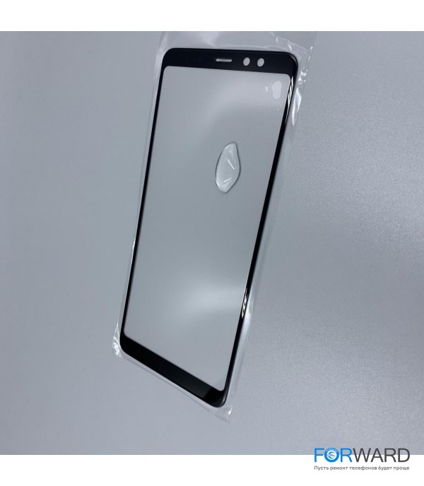 Стекло для переклейки к Samsung A8 Plus Black (имитация Original)