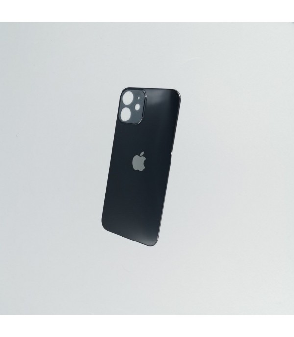 Заднее стекло корпуса iPhone 12mini Black (увеличенное отверстие под камеру)