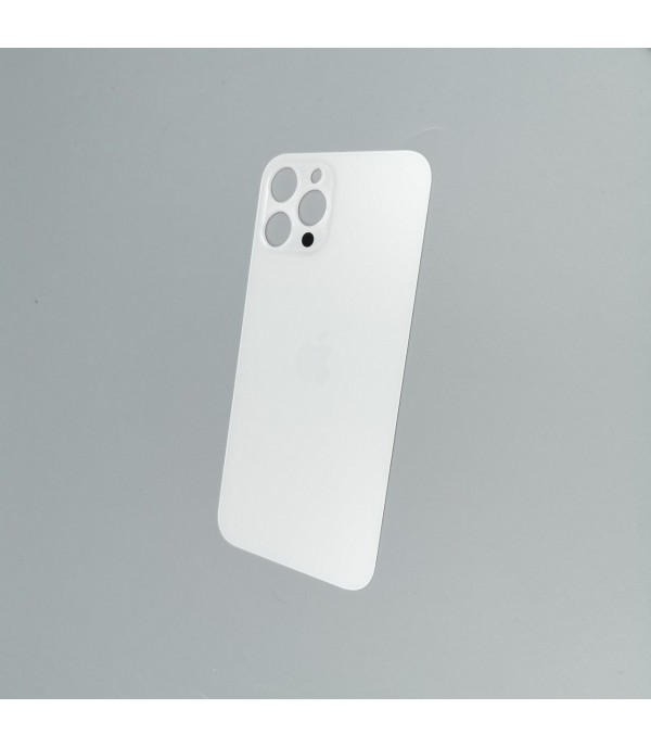 Заднее стекло корпуса iPhone 12 Pro Max White (увеличенное отверстие под камеру)